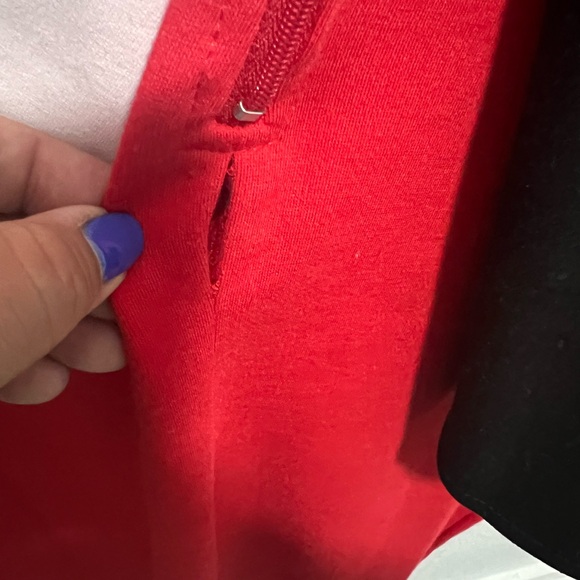 EUC Eloquii Size 16 Asymmetrical Peplum Red/Black/White Dress - Picture 4 of 4